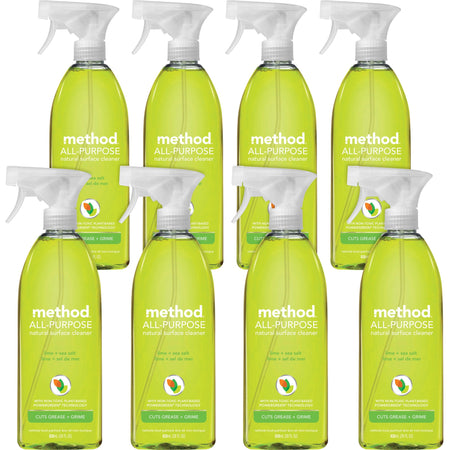 Method All-Purpose Cleaner - 28 fl oz (0.9 quart) - Lime + Seasalt Scent - Non-toxic, Triclosan-free - Lime - 8 / Carton