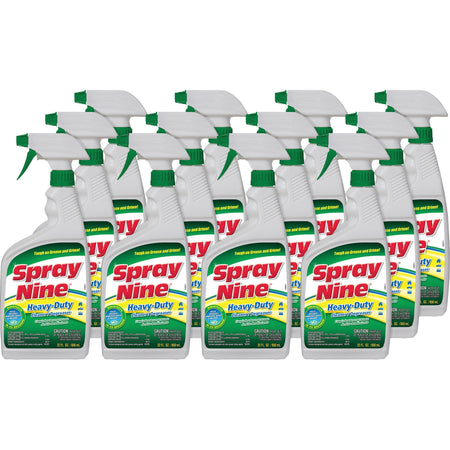 Spray Nine Heavy-Duty Cleaner/Degreaser w/Disinfectant - For Multi Surface - 22 fl oz (0.7 quart) - Recommended For: Soil Remover - Disinfectant - Clear Bottle - 12 / Carton