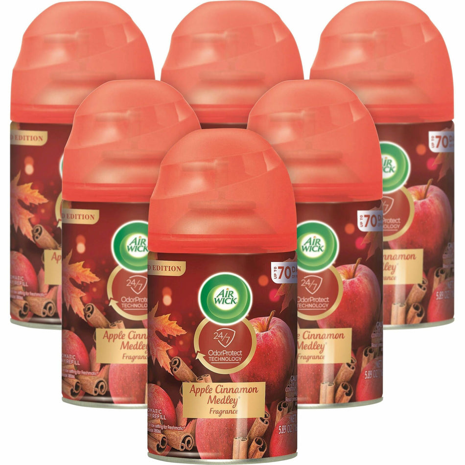 Air Wick Freshmatic Refill Apple/Cinnamon Spray - Aerosol - 5.9 fl oz (0.2 quart) - Apple Cinnamon Medley - 60 Day - 6 / Carton