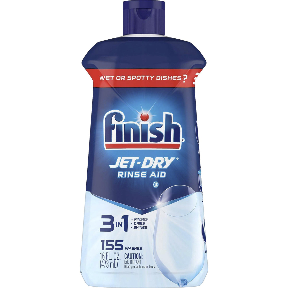 Finish Large Jet-Dry Rinse Aid - 16 fl oz (0.5 quart) - Original Scent - Blue - 6 / Carton