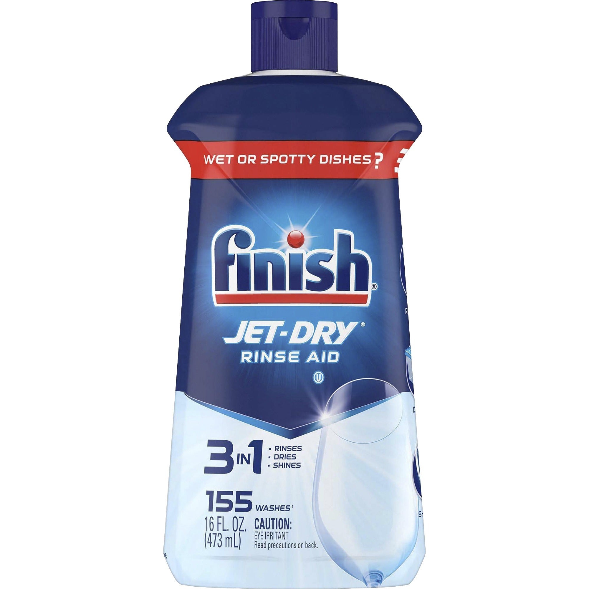 Finish Large Jet-Dry Rinse Aid - 16 fl oz (0.5 quart) - Original Scent - Blue - 6 / Carton