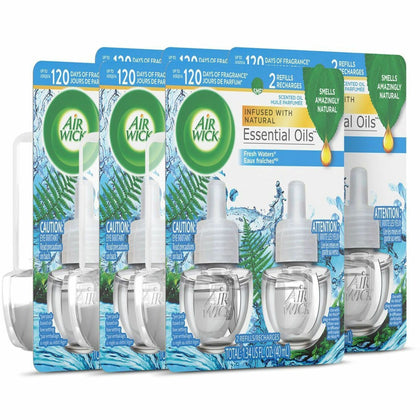 Air Wick Scented Oil Warmer Refill: Freshwater Scent - Long-lasting 60 Day Fragrance - 2/Pack - 6/Carton - Fresheners