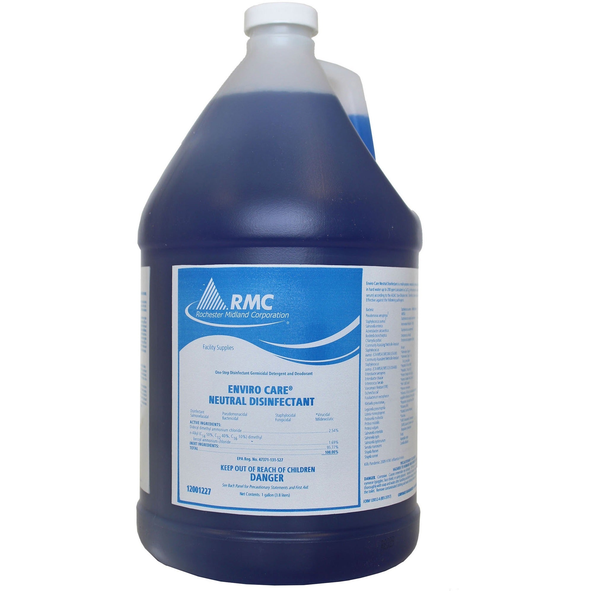 RMC Enviro Care Neutral Disinfectant - Concentrate - 128 fl oz (4 quart) - pH Neutral - Blue - 4 / Carton