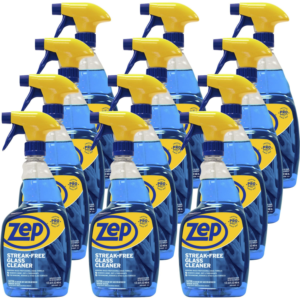 Zep Streak-Free Glass Cleaner - 32 fl oz (1 quart) - Streak-free, Quick Drying - Blue - 12 / Carton