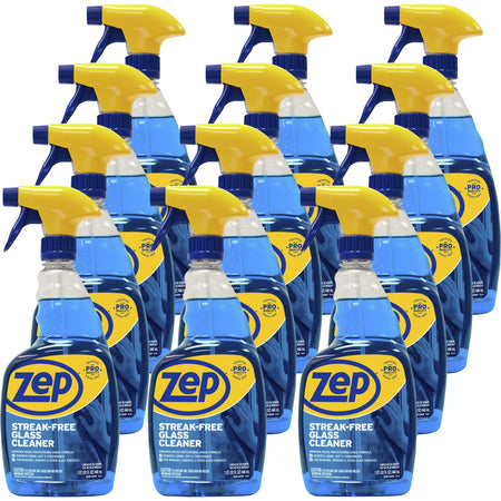 Zep Streak-Free Glass Cleaner - 32 fl oz (1 quart) - Streak-free, Quick Drying - Blue - 12 / Carton