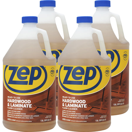 Zep Hardwood & Laminate Floor Cleaner - 128 fl oz (4 quart) - Fresh Scent - Non-sticky - Brown Bottle - 4 / Carton