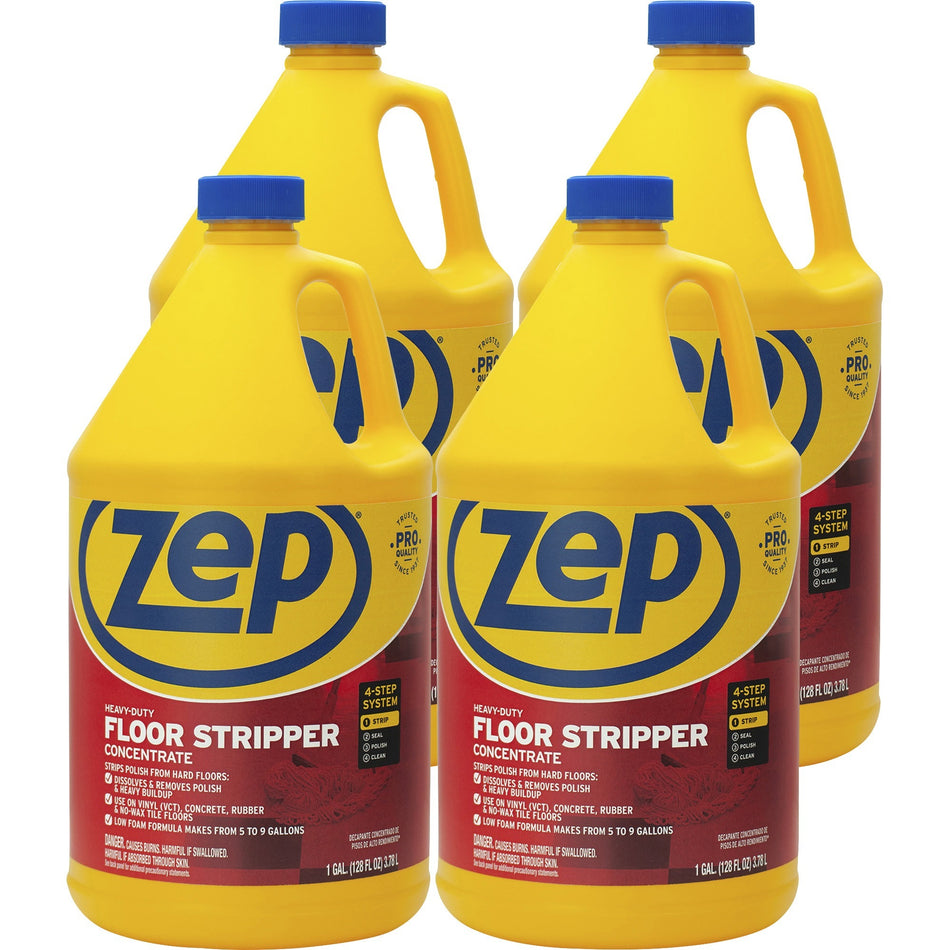 Zep Heavy-Duty Floor Stripper - Concentrate - 128 fl oz (4 quart) - Heavy Duty, Fast Acting - Blue - 4 / Carton