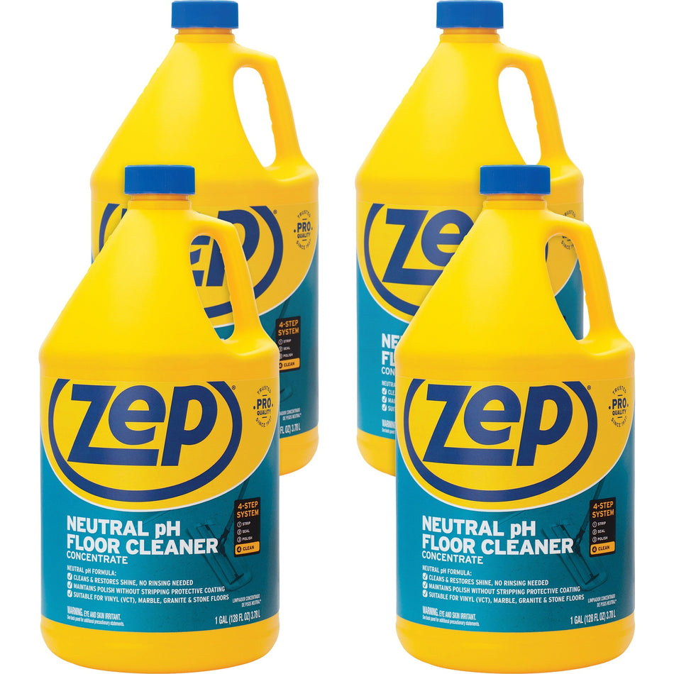 Zep Concentrated Neutral Floor Cleaner - Concentrate - 128 fl oz (4 quart) - Blue - 4 / Carton