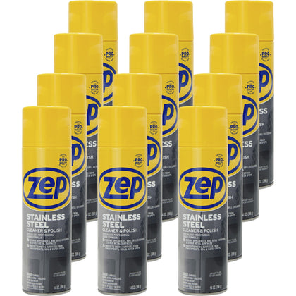 Zep Stainless Steel Polish - 14 fl oz (0.4 quart) - Rust Resistant, Corrosion Resistant, Fade Resistant - Chrome, Black - 12 / Carton