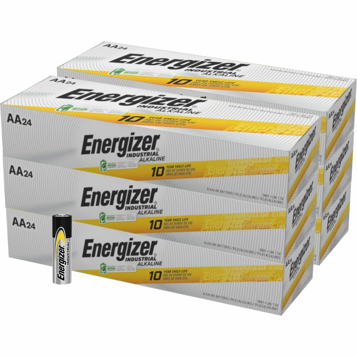 Energizer Industrial Alkaline AA Battery Boxes of 24 - For Multipurpose - AA - 1.5 V DC - 24/Box - 6 / Carton