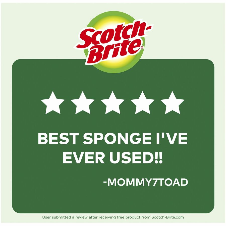 Scotch-Brite Heavy-Duty Scrub Sponges - 2.8" Height x 4.5" Width x 0.6" Depth - 6/Pack - 6 / Carton - Green, Yellow