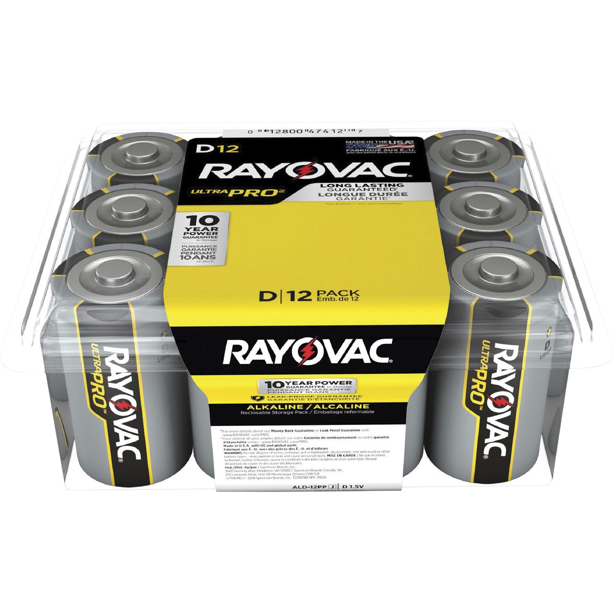 Rayovac Ultra Pro Alkaline D Battery 12-Packs - For Multipurpose - D - 1.5 V DC - 12/Pack - 8 / Carton