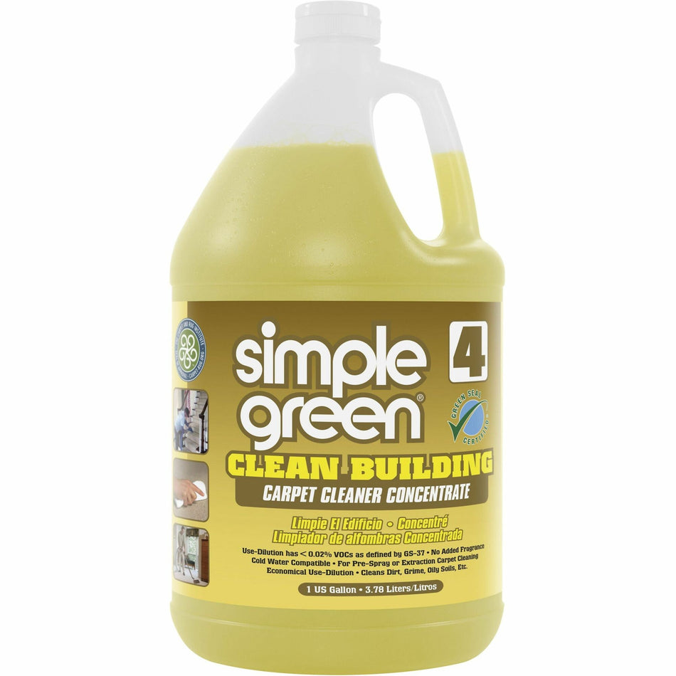 Simple Green Clean Building Carpet Cleaner Concentrate - For Rug, Carpet - Concentrate - Liquid - 128 fl oz (4 quart) - Non-flammable, Fragrance-free - Sand - 2 / Carton