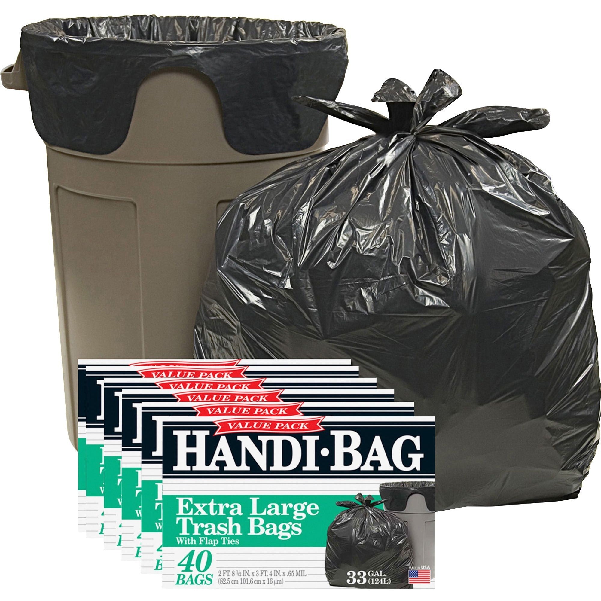 Berry Handi-Bag Wastebasket Bags - Medium Size - 33 gal Capacity - 40" Length x 32" Width x 0.70 mil (18 Micron) Thickness - 40/Box - 6 / Carton