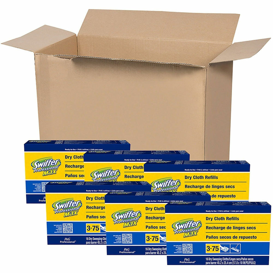 Swiffer Max Dry Cloth Refills - 17.9" Width x 10" Depth - Cloth - White - 16/Box - 6 / Carton