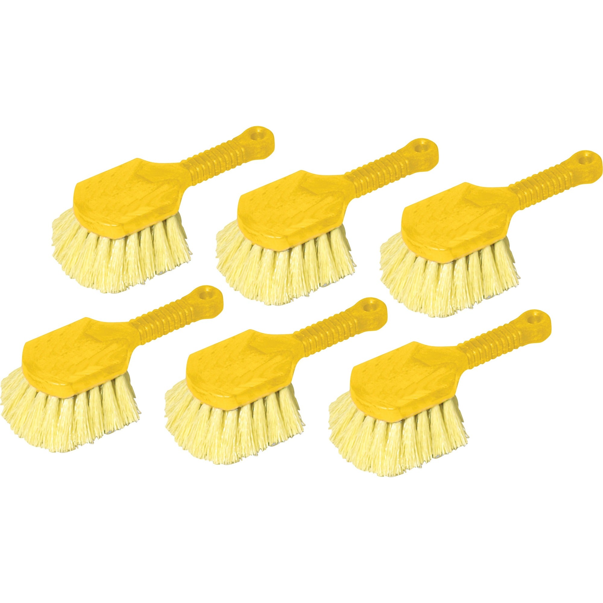 Rubbermaid Commercial Short Handle Utility Brush - 8" Handle Length - Yellow - 6 / Carton