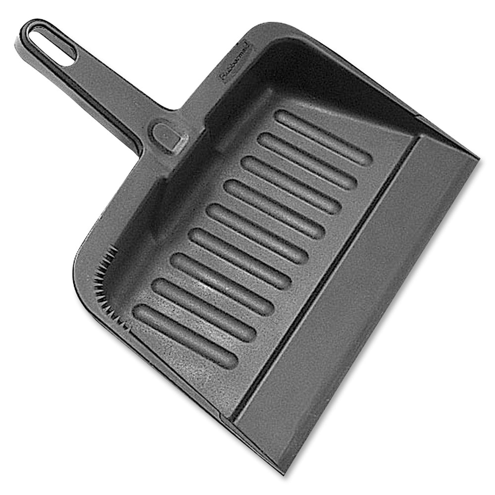 Rubbermaid Commercial Heavy-Duty Dustpans - 8.20" Wide - 12.25" Handle - Plastic - Charcoal - 12 / Carton