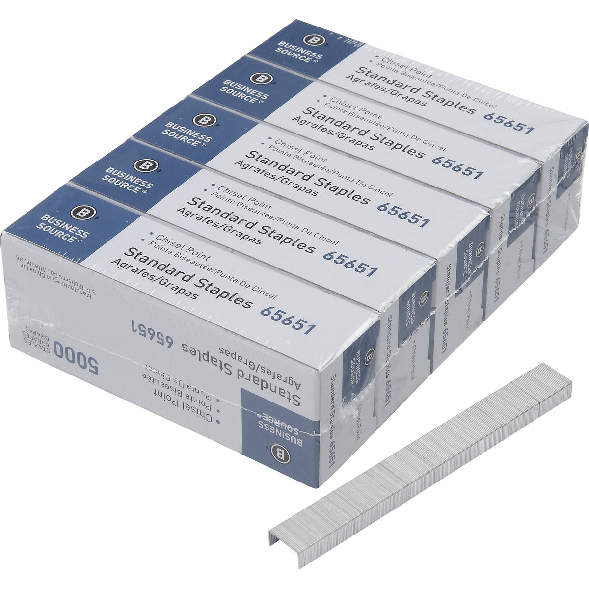 Business Source Standard Staples - 1/4’’ Leg 1/2’’ Crown - 30 Sheet Capacity - & Staple Removers