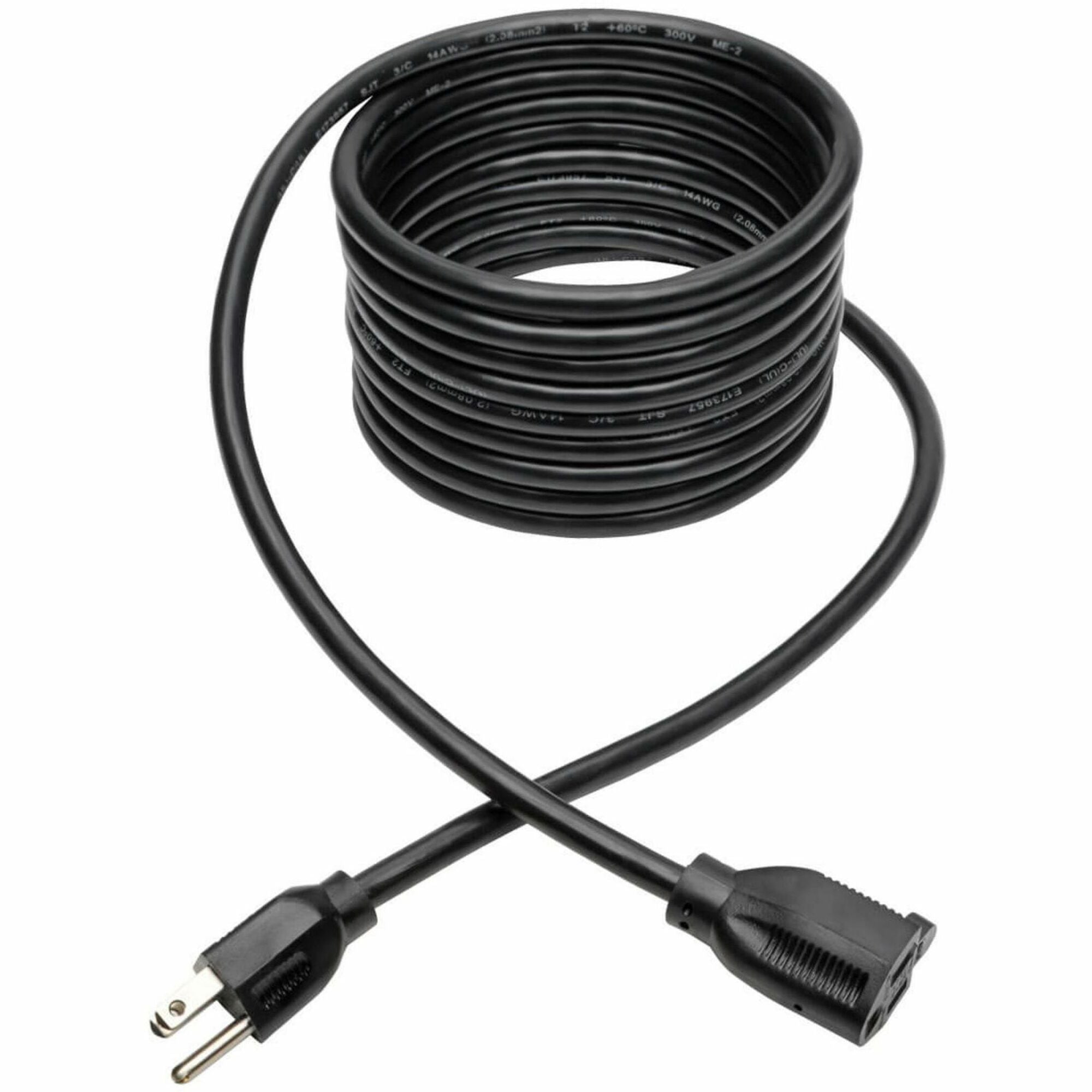 Tripp Lite series Heavy-Duty Power Extension Cord, 15A, 14 AWG (NEMA 5-15P to NEMA 5-15R), 15 ft. - 120 V AC / 15 A - Black - 15 ft Cord Length - NEMA 5-15P / NEMA 5-15R - 1 Each