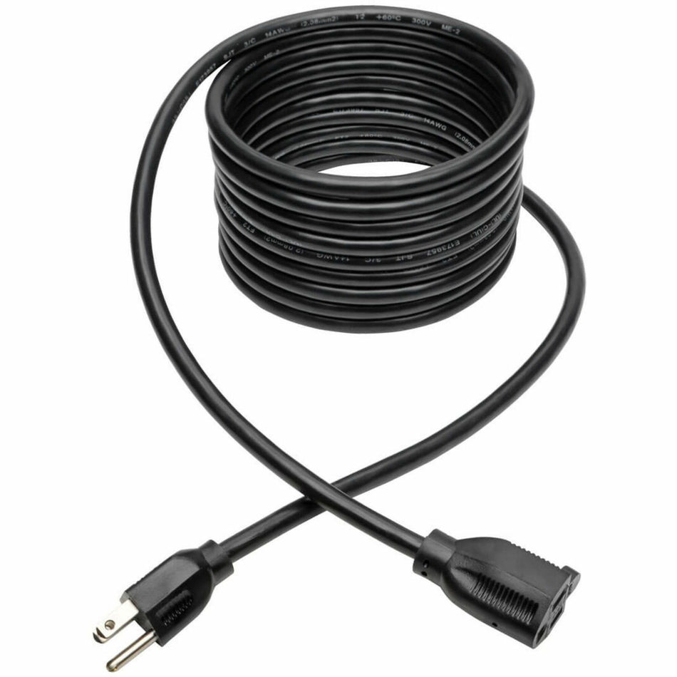 Tripp Lite series Heavy-Duty Power Extension Cord, 15A, 14 AWG (NEMA 5-15P to NEMA 5-15R), 15 ft. - 120 V AC / 15 A - Black - 15 ft Cord Length - NEMA 5-15P / NEMA 5-15R - 1 Each