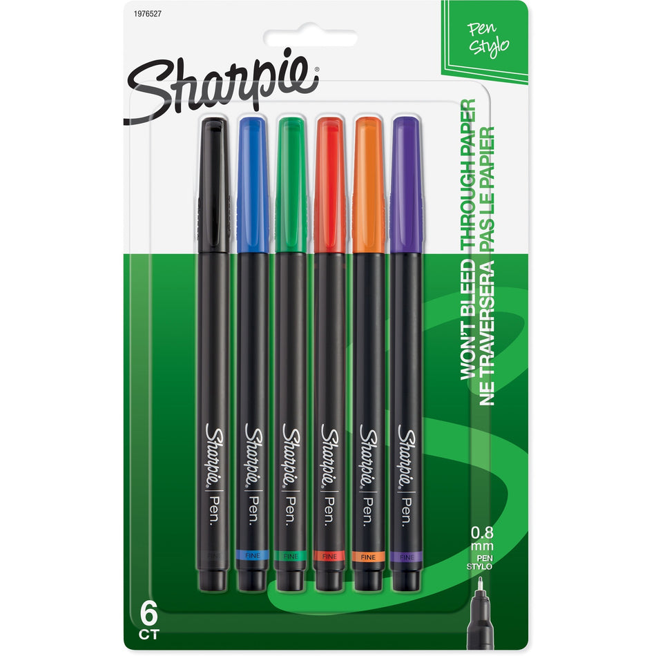 Sharpie Fine Point Pens - Fine Pen Point - Assorted Ink - 6 / Pack