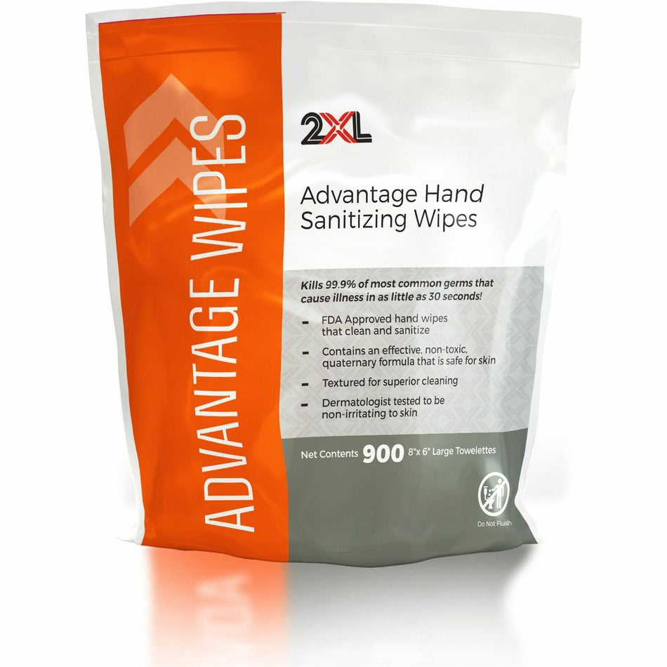 2XL Advantage Sanitizing Wipes - 6" Width x 8" Length - White - 900/Roll - 1 Roll