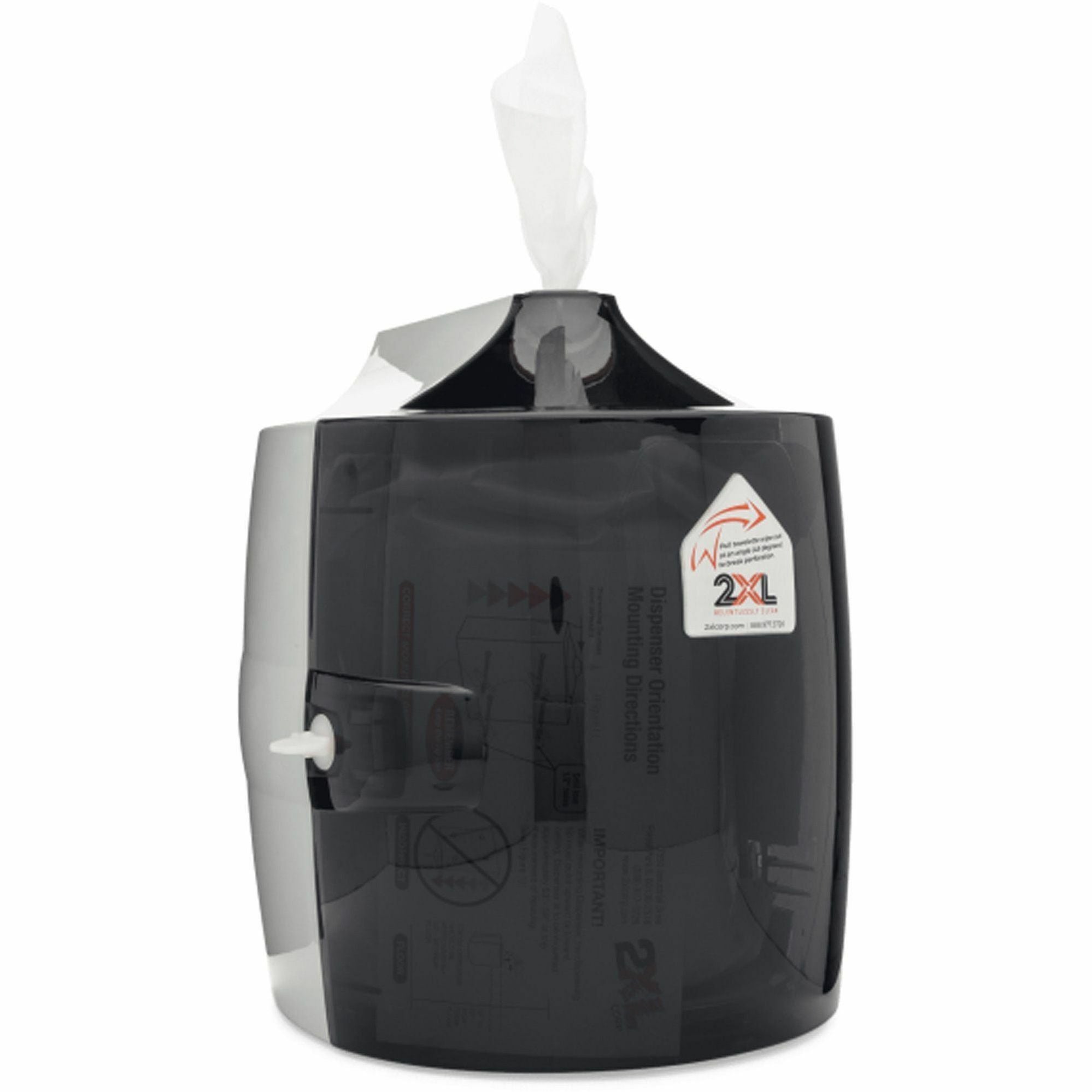 2XL GymWipes Touchless Dispenser - 1 x Roll - 11" Height x 13.5" Width x 11" Depth - Plastic - Smoke Gray - Touch-free, Hinged, Contemporary Style, Durable - 1 Each