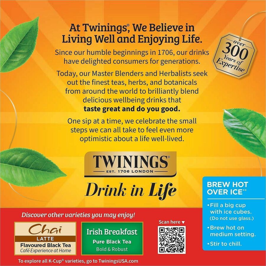 Twinings of London English Breakfast Black Tea K-Cup - Black Tea - 24 / Box