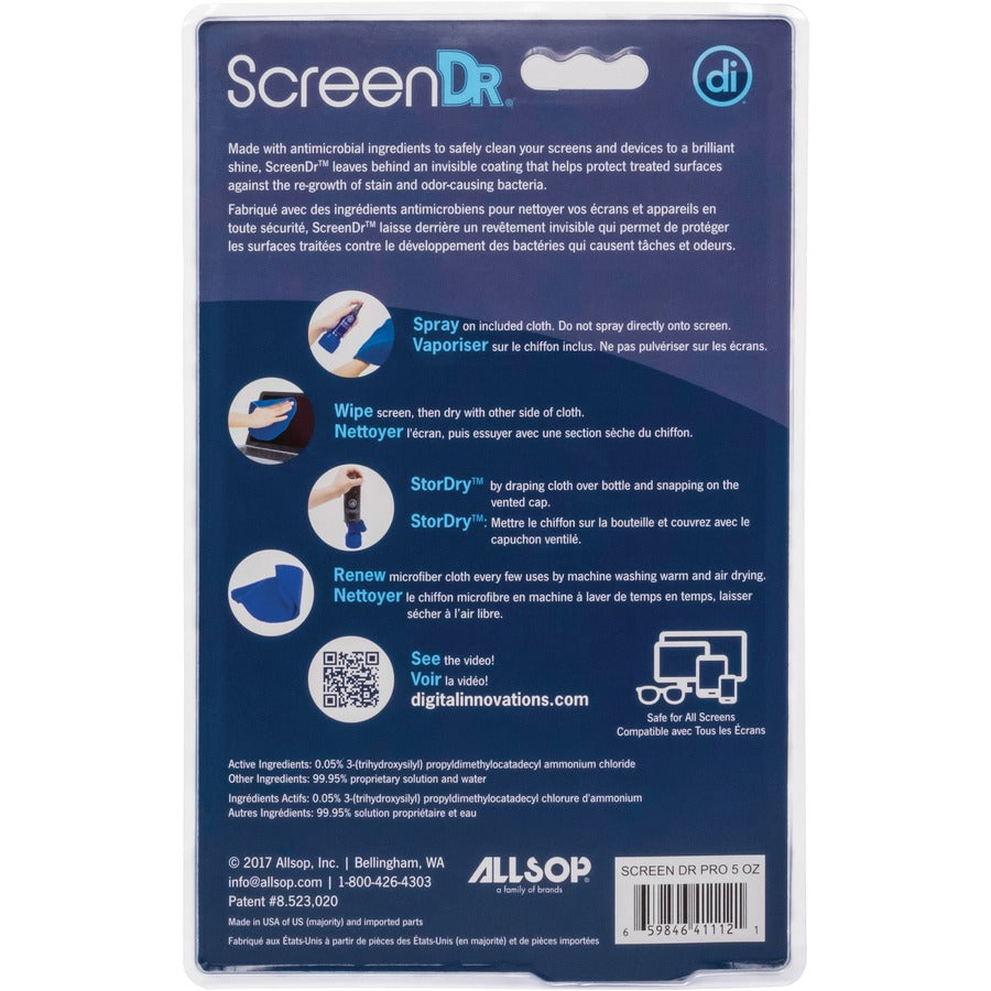 Digital Innovations 5 fl. oz. Screen Cleaning Kit - For Display Screen - 5 oz - Ammonia-free, Streak-free, Eco-friendly, Non-abrasive - Black - 1 Each