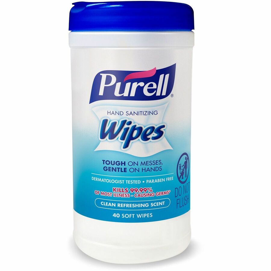 PURELL® Clean Scent Hand Sanitizing Wipes - Clean - White - 40 Per Canister - 6 / Carton