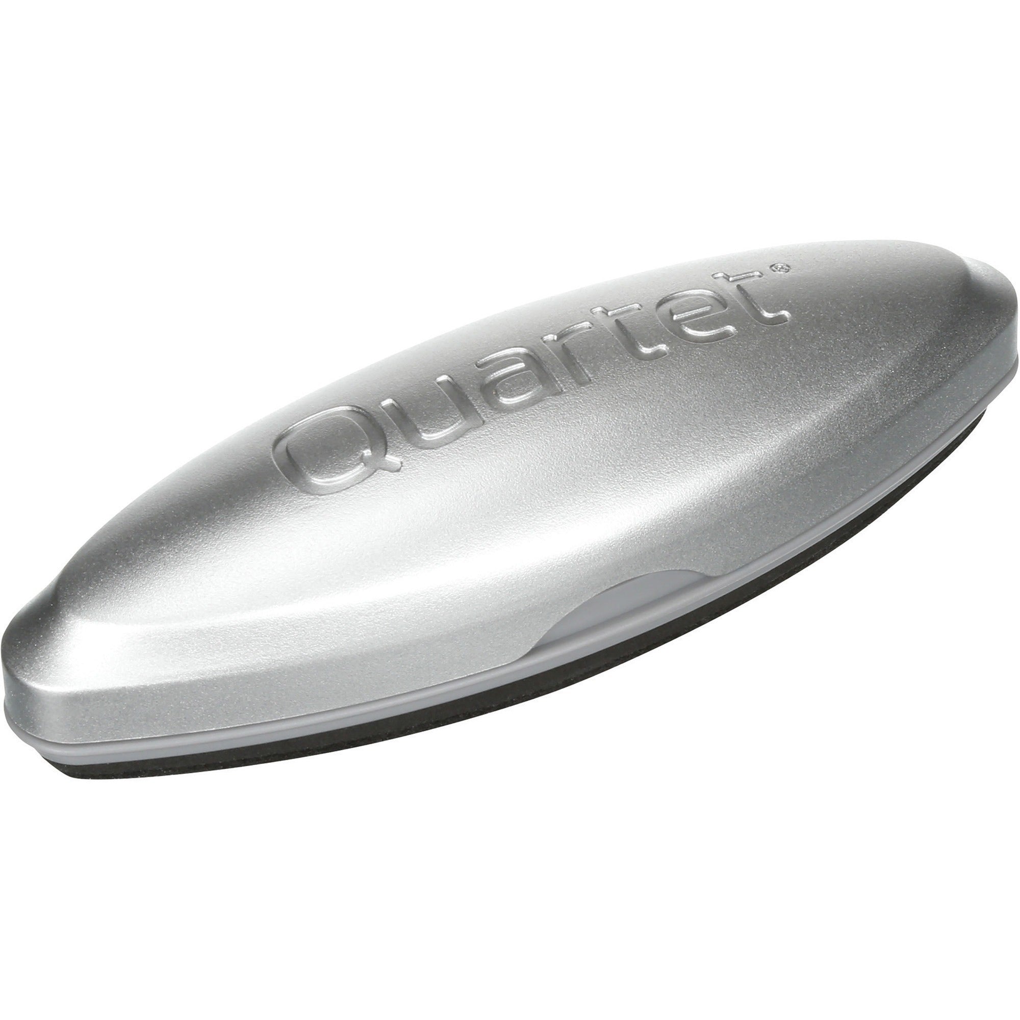 Quartet Premium Glass Board Eraser - 2" Width x 6.50" Length - Used as Ink Remover, Residue Remover - Magnetic, Durable, Easy-grip Handle - Silver - Felt, MicroFiber - 1 Each