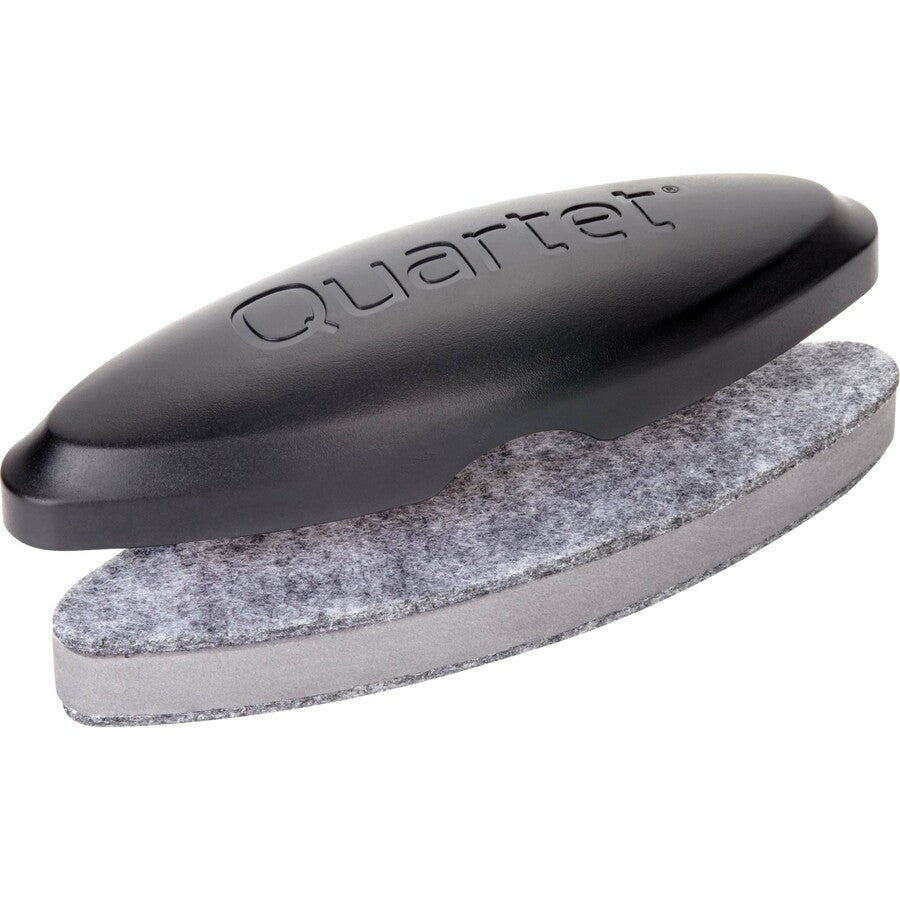 Quartet Magnetic 2-in-1 Eraser - 2" Width x 6.50" Length - Used as Ink Remover, Dust Remover, Spot Remover - Magnetic, Comfortable Grip - Black - Felt, Foam - 1 Each