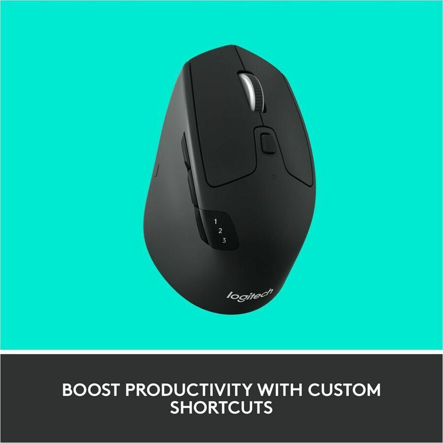 Logitech M720 Triathlon Mouse - Optical - Wireless - 32.81 ft - Bluetooth/Radio Frequency - 2.40 GHz - Black - USB - 1000 dpi - Tilt Wheel - 8 Button(s) - Right-handed - 1 x AA Battery Supported - 1 Each
