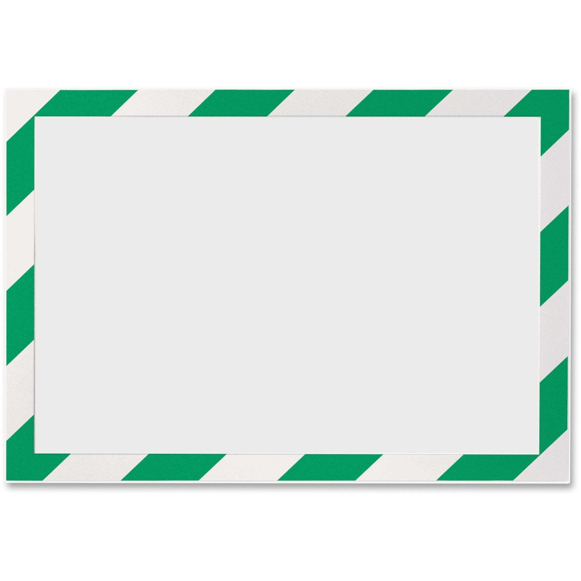 DURABLE Twin-color Border Self-adhesive Security Frame - Horizontal, Vertical - Self-adhesive, Flexible, Magnetic, Dual-sided - Green, White - 2 / Pack