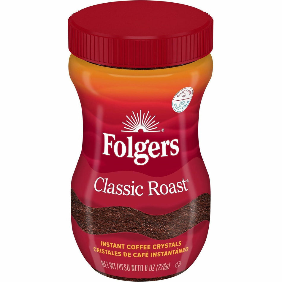 Folgers® Instant Classic Roast Coffee - Regular, Regular - Classic - 8 oz Per Jar - Instant - Mountain Grown - 1 Each