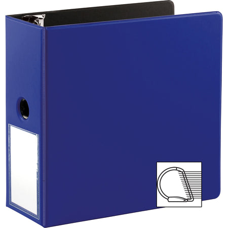Business Source 5" D-Ring Binder - 5" Binder Capacity - 1050 Sheet Capacity - Fastener(s): Slant D-Ring - Pocket(s): Internal - Navy - Transparent, Lay Flat, Label Holder, Spine - 1 Each
