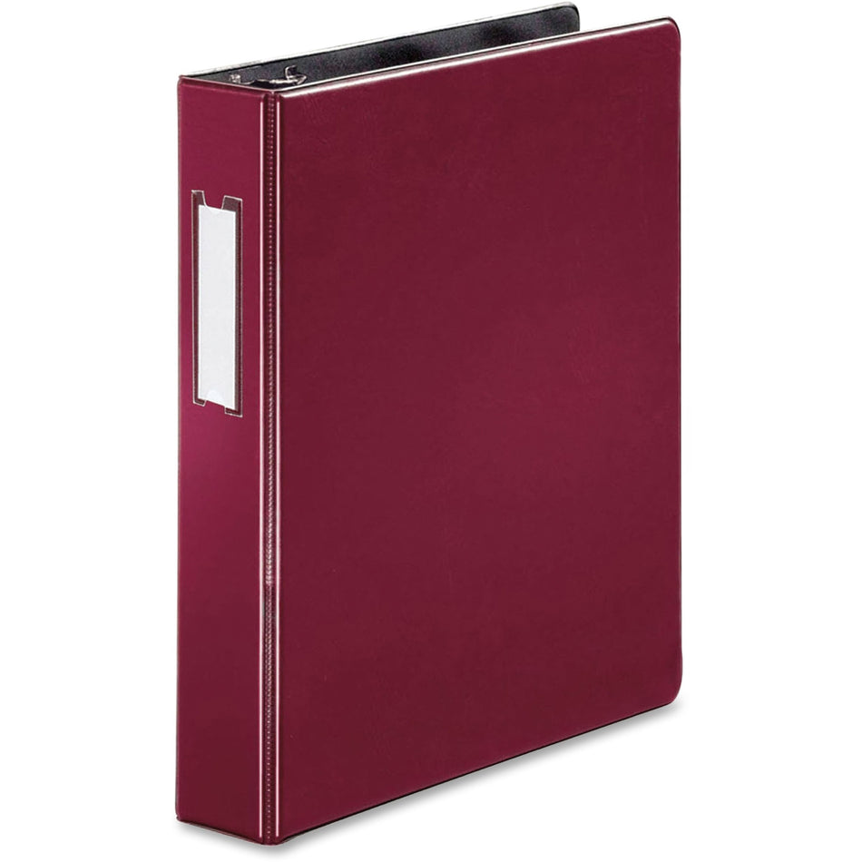 Business Source 1.5" D-Ring Binder - 1 1/2" Binder Capacity - 375 Sheet Capacity - Fastener(s): Slant D-Ring - Pocket(s): Internal - Burgundy - Lay Flat, Label Holder - 1 Each