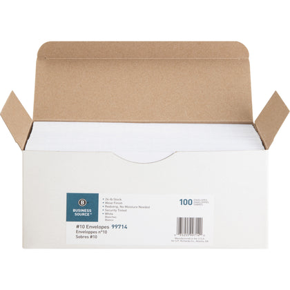 Business Source #10 Peel-to-Seal Security Envelopes - Pack of 100