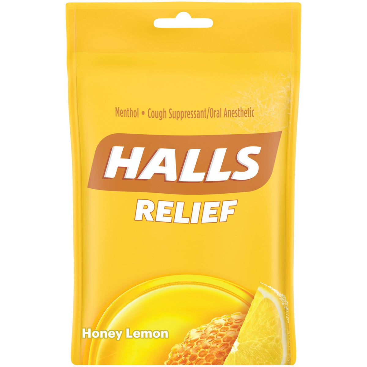 HALLS Halls Honey-Lemon Cough Drops - For Sore Throat, Cough, Nasal Congestion - Honey Lemon - 30/Bag - 12 / Box