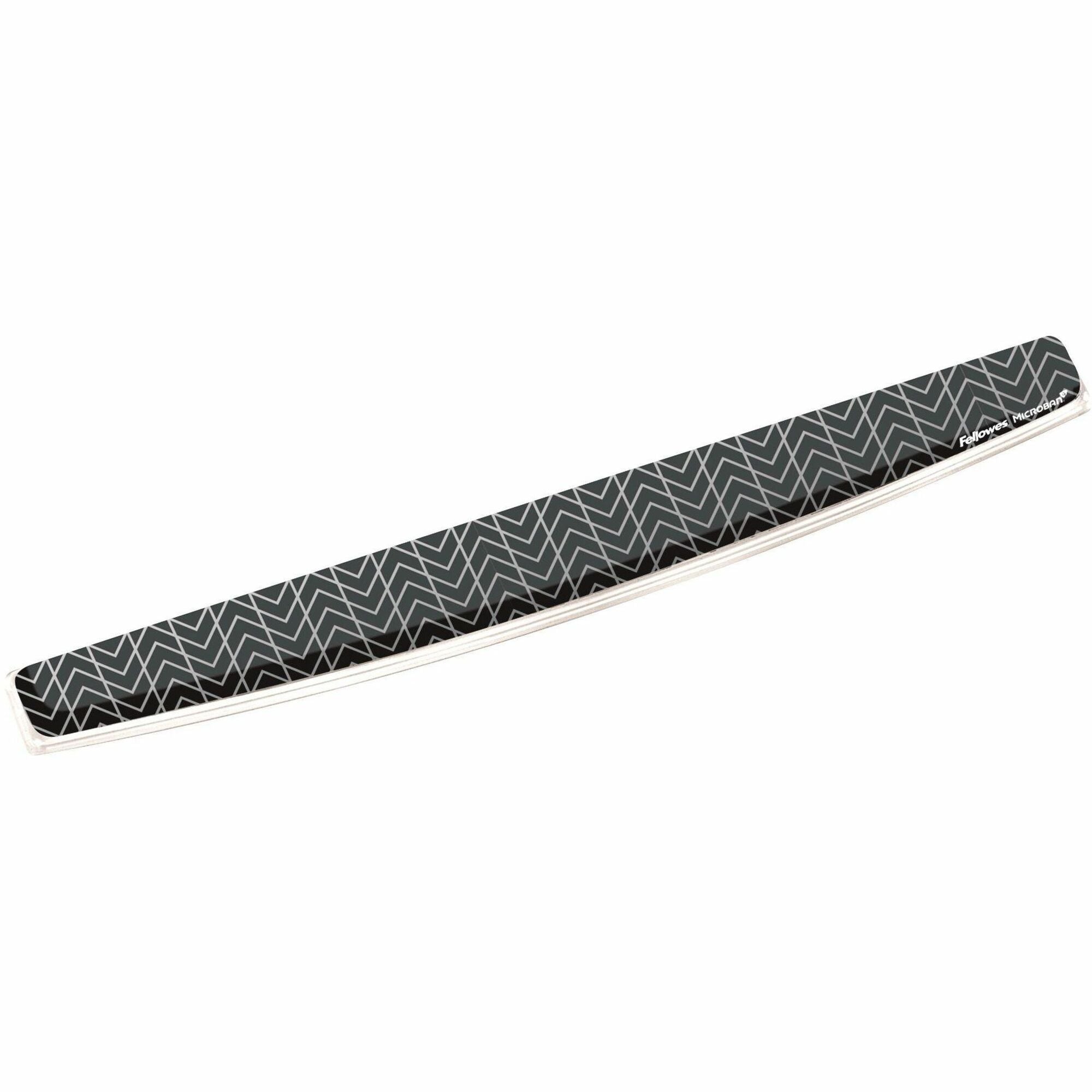 Fellowes Microban Photo Gel Keyboard Wrist Rest - Chevron - 0.75" Height x 18.56" Width x 2.31" Depth - Black, White - Gel, Rubber - Stain Resistant, Skid Proof - 1 Each