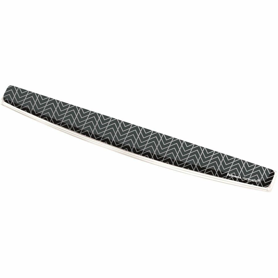 Fellowes Microban Photo Gel Keyboard Wrist Rest - Chevron - 0.75" Height x 18.56" Width x 2.31" Depth - Black, White - Gel, Rubber - Stain Resistant, Skid Proof - 1 Each