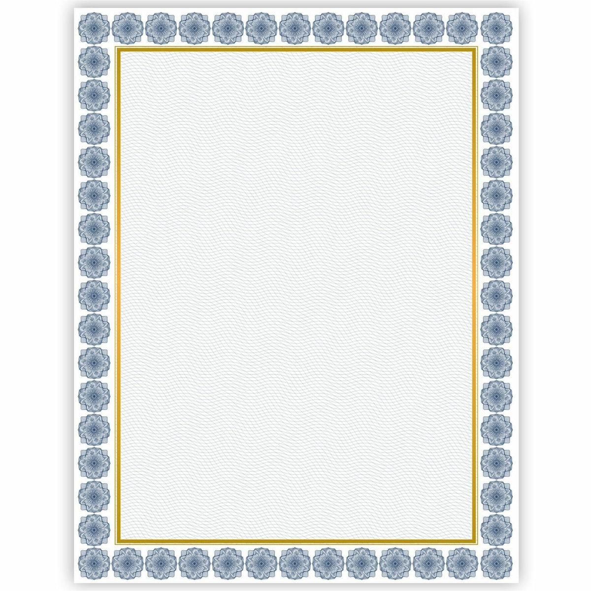 Geographics Award Certificates Burgundy Gold Foil - 24 lb Basis Weight - 8.5" Width x 11" Length - Inkjet Compatible - White with Kensington Blue, Gold Border - 15 / Pack