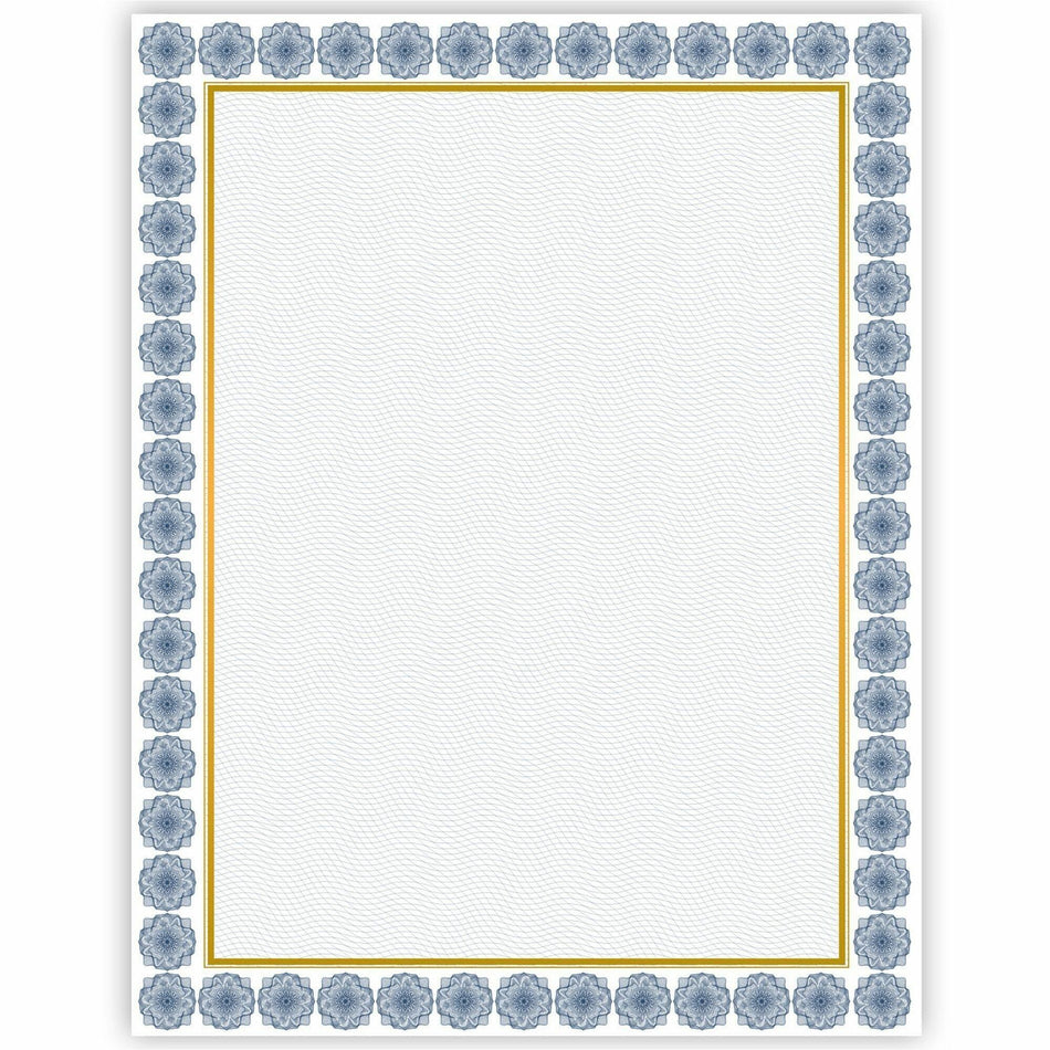 Geographics Award Certificates Burgundy Gold Foil - 24 lb Basis Weight - 8.5" Width x 11" Length - Inkjet Compatible - White with Kensington Blue, Gold Border - 15 / Pack