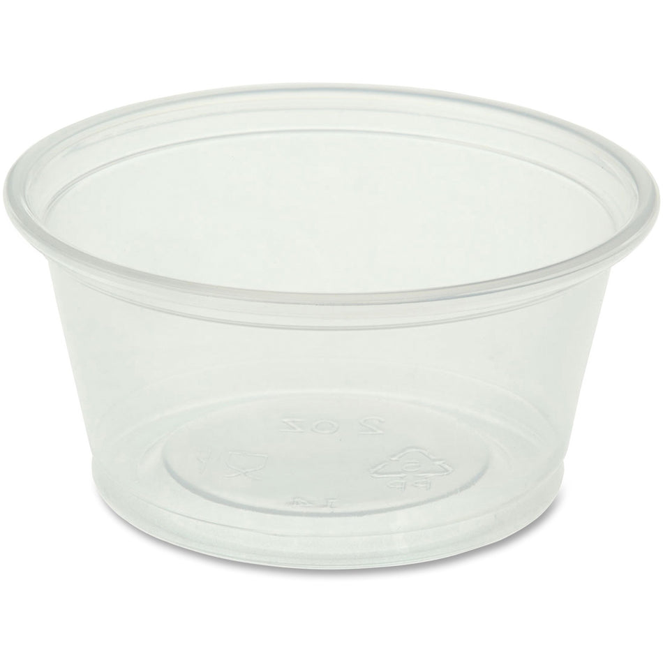 Genuine Joe 2 oz Portion Cups - 2 fl oz - Clear - Polystyrene - Beverage, Sauce - 50/Bag - 50 / Carton