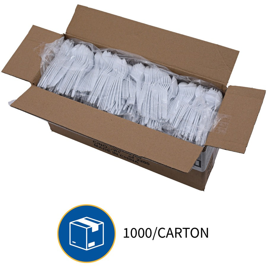 Genuine Joe Medium-Weight Spork - 1 Piece(s) - Spork - 1 x Spork - Disposable - Polypropylene - White - 1000 / Carton