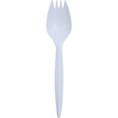 Genuine Joe Medium-Weight Spork: Disposable Polypropylene White - 1000/Carton - Cutlery