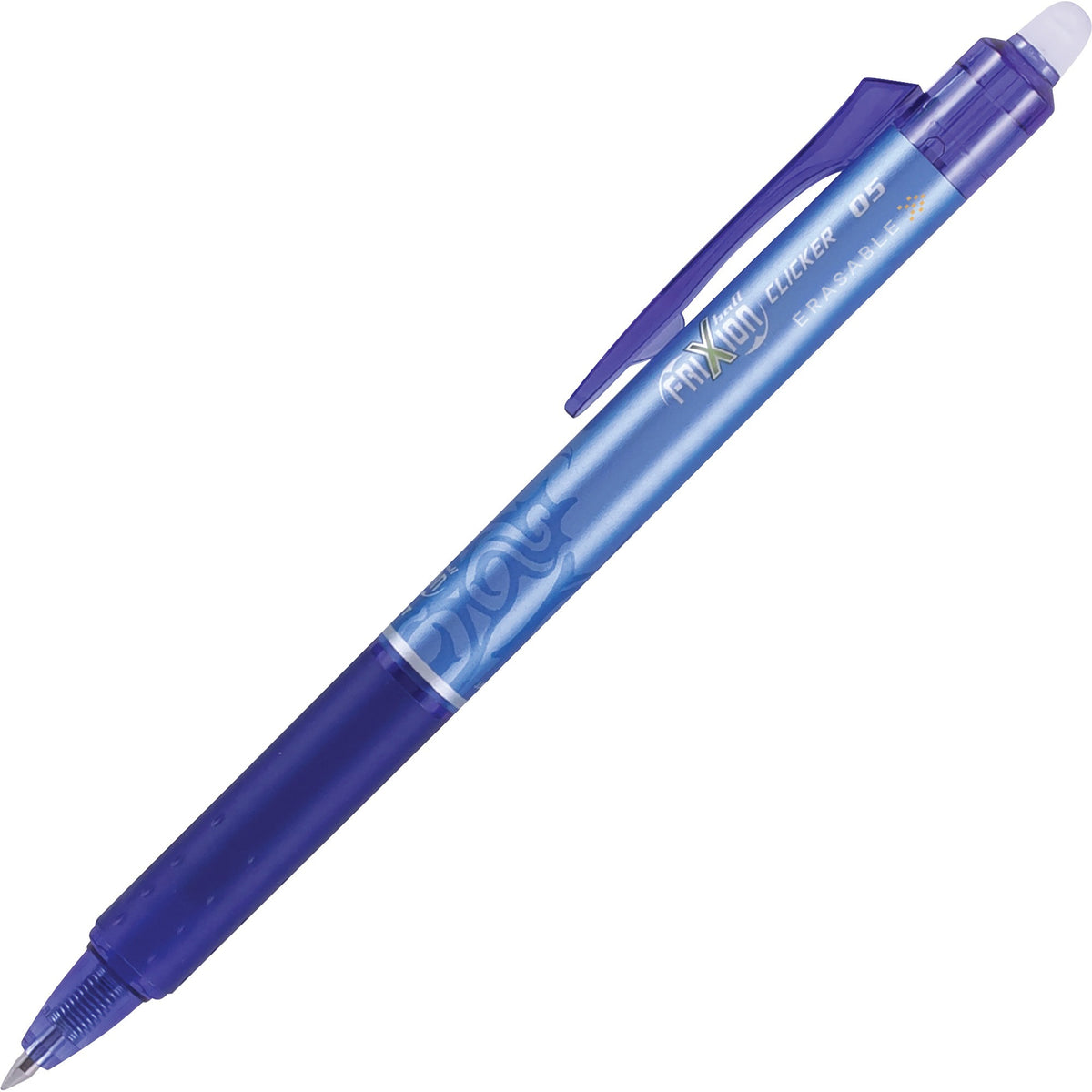 Pilot FriXion Clicker Erasable Gel Pen - 0.5 mm Pen Point - Retractable - Erasable - Blue Ink - Gel-based - 1 Dozen