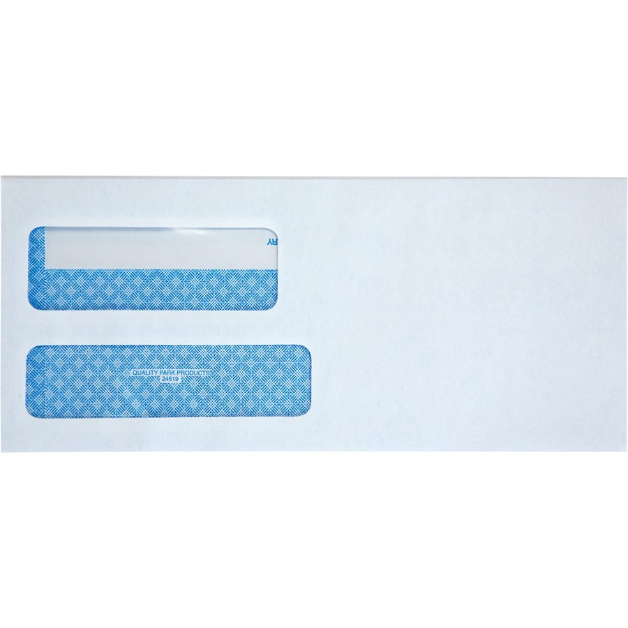 Quality Park No. 9 Double Window Security Tint Envelopes with Self-Seal Closure - Security - #9 - 3 7/8" Width x 8 7/8" Length - 24 lb - Adhesive - White - 250 / Box
