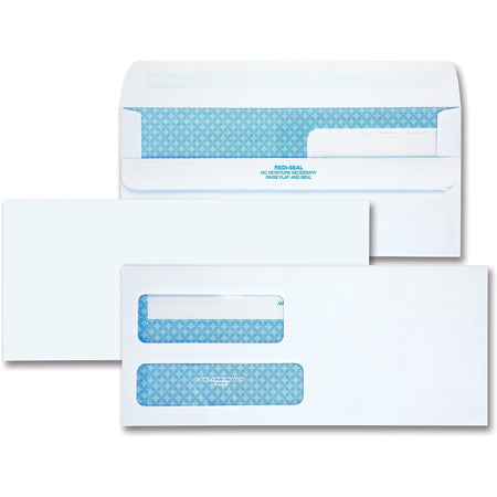 Quality Park No. 9 Double Window Security Tint Envelopes with Self-Seal Closure - Security - #9 - 3 7/8" Width x 8 7/8" Length - 24 lb - Adhesive - White - 250 / Box