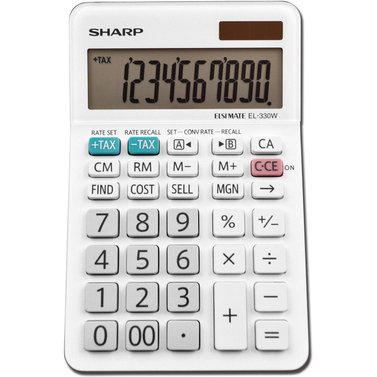 Sharp Calculators EL-330WB 10-Digit Professional Desktop Calculator - 4-Key Memory, Sign Change, Backspace Key, Auto Power Off, Double Zero - 10 Digits - LCD - 1.1" Height x 3.8" Width x 5.9" Depth - White - Desktop - 1 Each